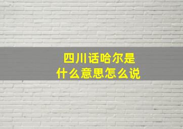 四川话哈尔是什么意思怎么说