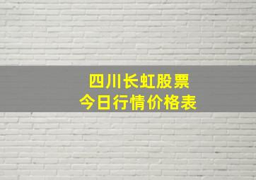 四川长虹股票今日行情价格表