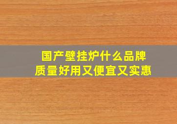 国产壁挂炉什么品牌质量好用又便宜又实惠