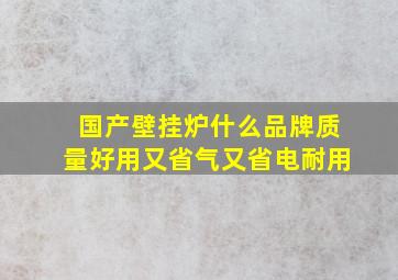 国产壁挂炉什么品牌质量好用又省气又省电耐用