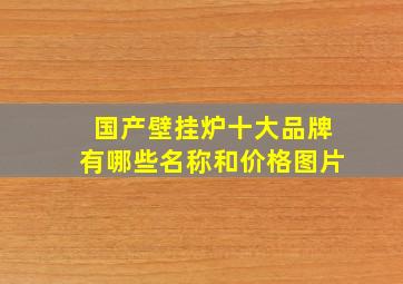 国产壁挂炉十大品牌有哪些名称和价格图片