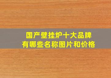 国产壁挂炉十大品牌有哪些名称图片和价格