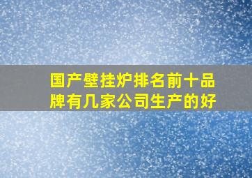 国产壁挂炉排名前十品牌有几家公司生产的好