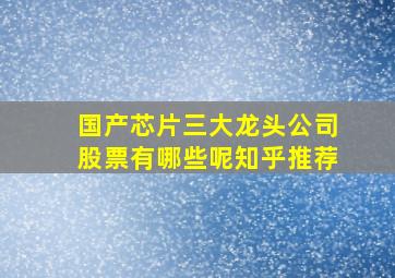 国产芯片三大龙头公司股票有哪些呢知乎推荐