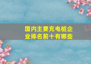 国内主要充电桩企业排名前十有哪些