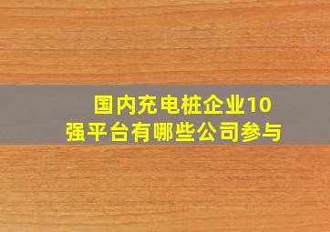 国内充电桩企业10强平台有哪些公司参与