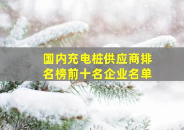 国内充电桩供应商排名榜前十名企业名单