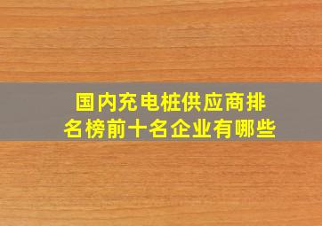 国内充电桩供应商排名榜前十名企业有哪些