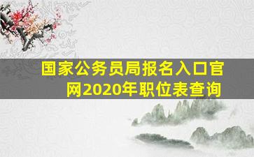 国家公务员局报名入口官网2020年职位表查询