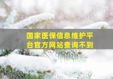 国家医保信息维护平台官方网站查询不到