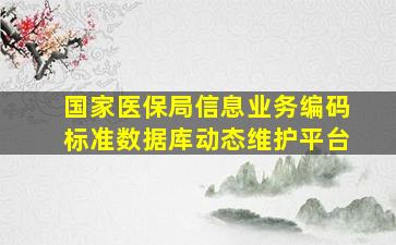 国家医保局信息业务编码标准数据库动态维护平台