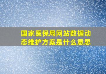 国家医保局网站数据动态维护方案是什么意思