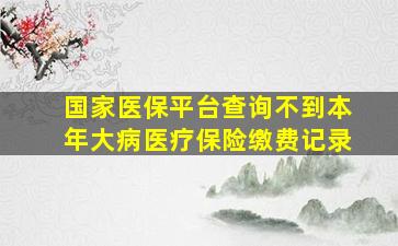 国家医保平台查询不到本年大病医疗保险缴费记录