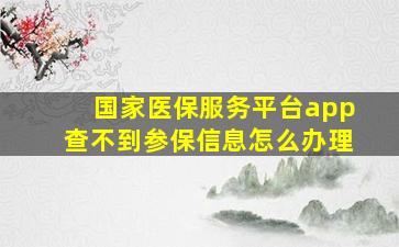 国家医保服务平台app查不到参保信息怎么办理