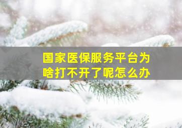 国家医保服务平台为啥打不开了呢怎么办