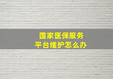 国家医保服务平台维护怎么办