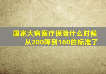 国家大病医疗保险什么时候从200降到160的标准了