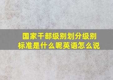 国家干部级别划分级别标准是什么呢英语怎么说