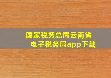 国家税务总局云南省电子税务局app下载