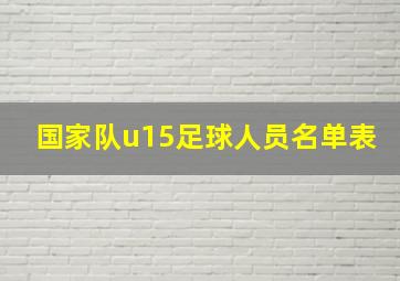 国家队u15足球人员名单表