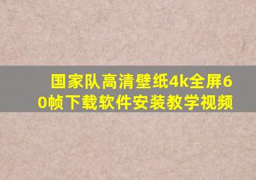 国家队高清壁纸4k全屏60帧下载软件安装教学视频