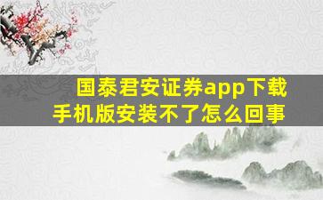 国泰君安证券app下载手机版安装不了怎么回事