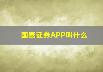 国泰证券APP叫什么