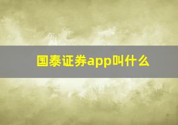 国泰证券app叫什么