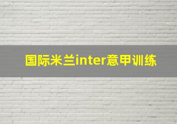 国际米兰inter意甲训练