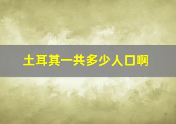 土耳其一共多少人口啊