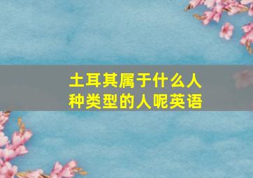 土耳其属于什么人种类型的人呢英语