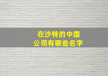 在沙特的中国公司有哪些名字