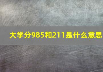 大学分985和211是什么意思