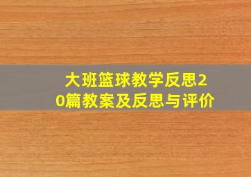 大班篮球教学反思20篇教案及反思与评价