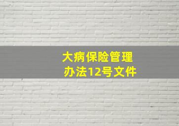 大病保险管理办法12号文件