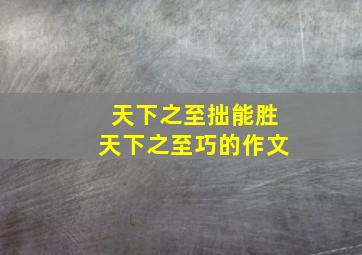 天下之至拙能胜天下之至巧的作文