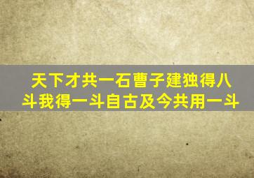 天下才共一石曹子建独得八斗我得一斗自古及今共用一斗