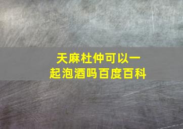 天麻杜仲可以一起泡酒吗百度百科