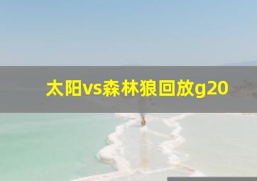 太阳vs森林狼回放g20