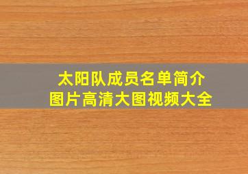 太阳队成员名单简介图片高清大图视频大全