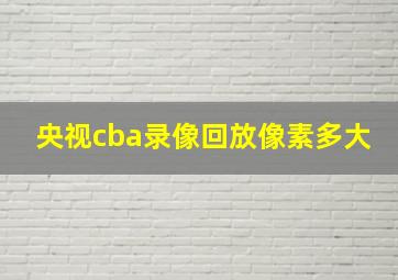 央视cba录像回放像素多大