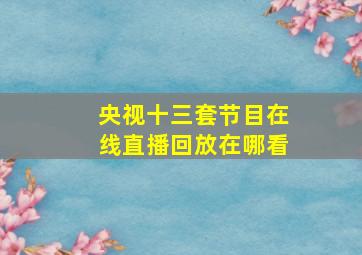 央视十三套节目在线直播回放在哪看