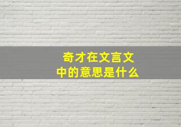 奇才在文言文中的意思是什么