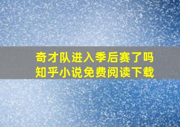 奇才队进入季后赛了吗知乎小说免费阅读下载