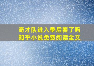 奇才队进入季后赛了吗知乎小说免费阅读全文