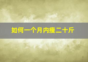 如何一个月内瘦二十斤