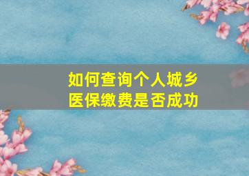 如何查询个人城乡医保缴费是否成功