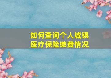 如何查询个人城镇医疗保险缴费情况