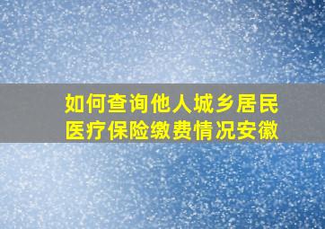 如何查询他人城乡居民医疗保险缴费情况安徽