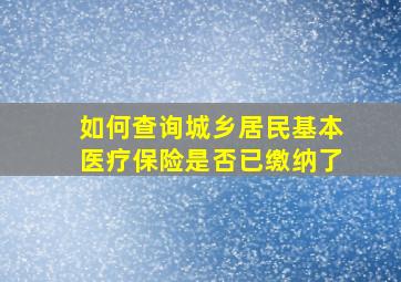 如何查询城乡居民基本医疗保险是否已缴纳了